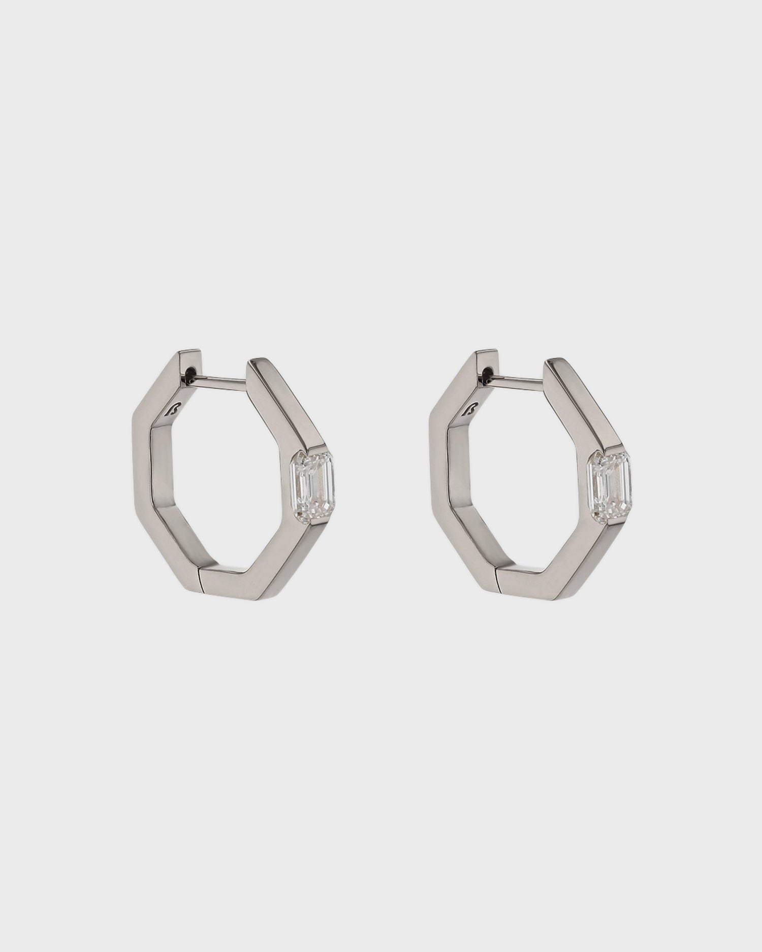 Radiant Hexagonal Diamond Hoop Earrings