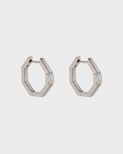 Radiant Hexagonal Diamond Hoop Earrings 1