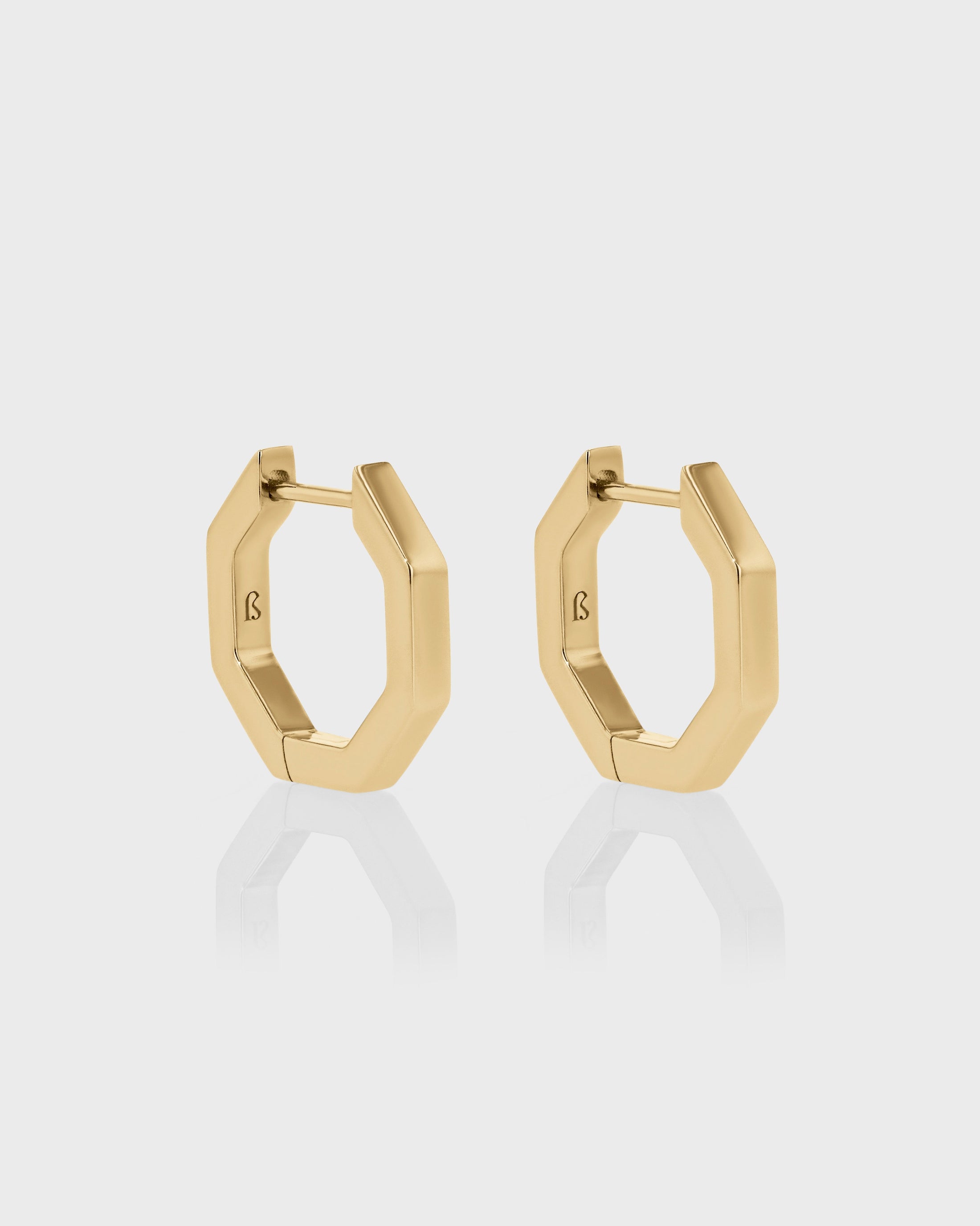 Geometric Gold Hoop Huggie Earrings