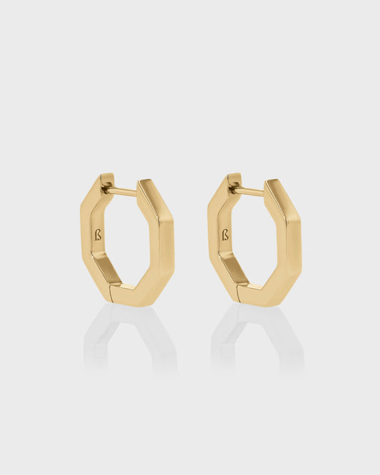 Geometric Gold Hoop Huggie Earrings