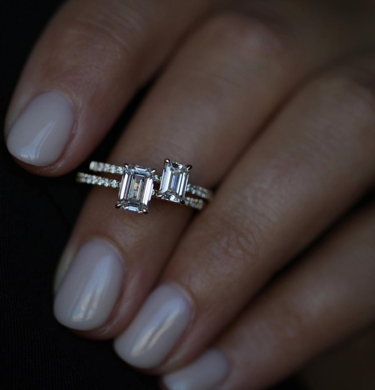 0.50 CT Emerald Cut Pave CVD E/VVS1 Diamond Engagement Ring 10