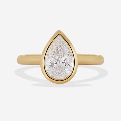 Solitare & Bezel-1.5 CT Pear Lab Grown Diamond Engagement Ring