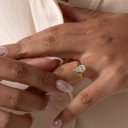 Solitare & Bezel-1.5 CT Pear Lab Grown Diamond Engagement Ring