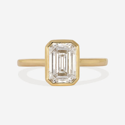 Solitaire Bezel-2.0 CT Emerald Lab Grown Diamond Engagement Ring