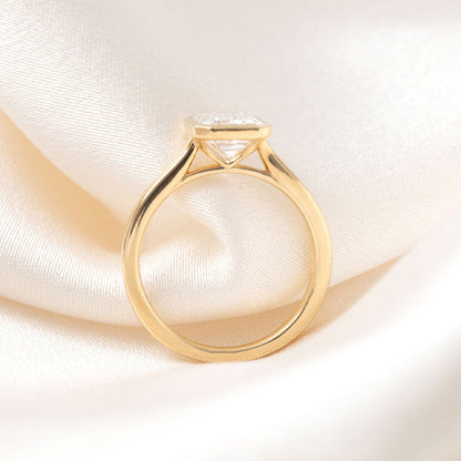 Solitaire Bezel-2.0 CT Emerald Lab Grown Diamond Engagement Ring