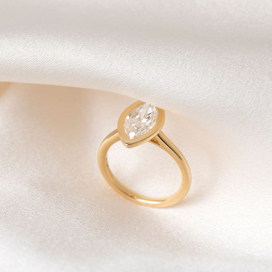 Solitaire & Bezel-2.0 CT Marquise Lab Grown Diamond Engagement Ring