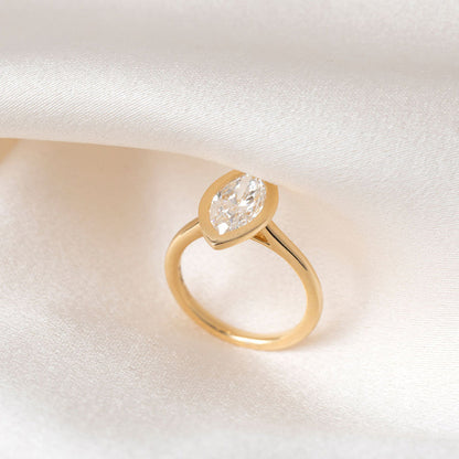 Solitaire & Bezel-2.0 CT Marquise Lab Grown Diamond Engagement Ring