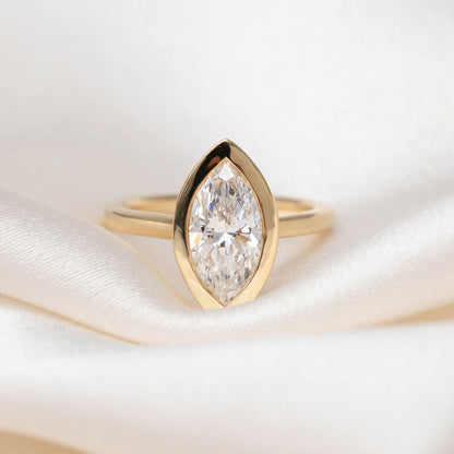 Solitaire & Bezel-2.0 CT Marquise Lab Grown Diamond Engagement Ring