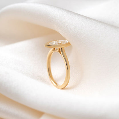 Solitaire & Bezel-2.0 CT Marquise Lab Grown Diamond Engagement Ring