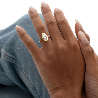 Solitaire & Bezel-2.0 CT Marquise Lab Grown Diamond Engagement Ring