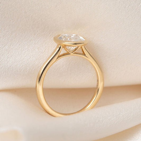 Solitaire & Bezel-2.0 CT Oval Lab Grown Diamond Engagement Ring