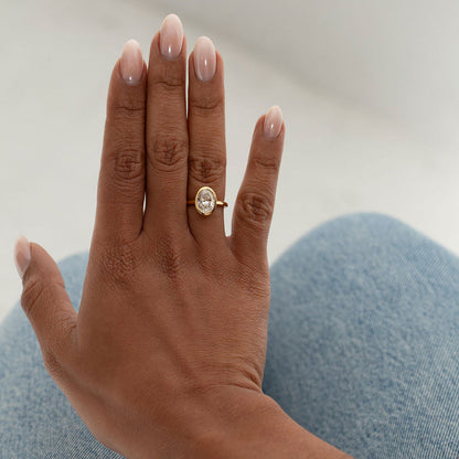 Solitaire & Bezel-2.0 CT Oval Lab Grown Diamond Engagement Ring