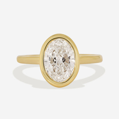 Solitaire & Bezel-2.0 CT Oval Lab Grown Diamond Engagement Ring