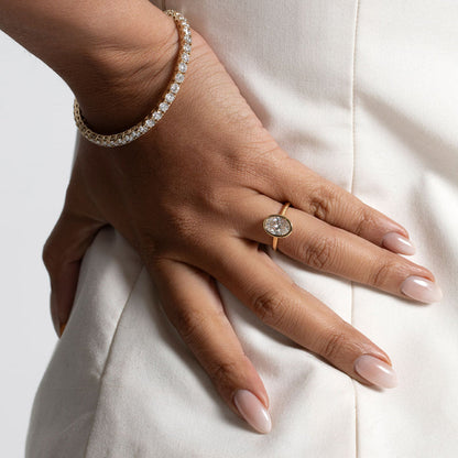 Solitaire & Bezel-2.0 CT Oval Lab Grown Diamond Engagement Ring