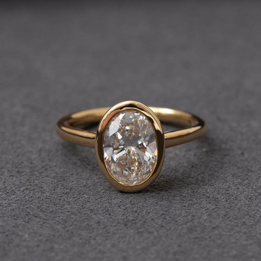 Solitaire & Bezel-2.0 CT Oval Lab Grown Diamond Engagement Ring