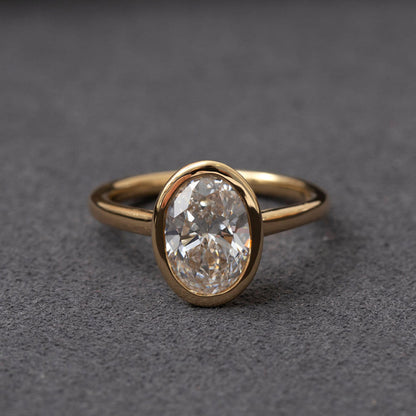 Solitaire & Bezel-2.0 CT Oval Lab Grown Diamond Engagement Ring