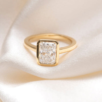 Solitaire & Bezel-2.0 CT Radiant Lab Grown Diamond Engagement Ring
