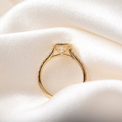 Bezel & Pave-2.0 CT Radiant Lab Grown Diamond Engagement Ring
