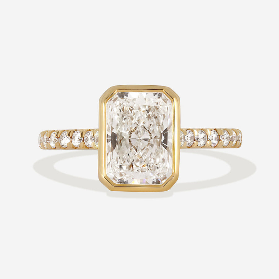 Bezel & Pave-2.0 CT Radiant Lab Grown Diamond Engagement Ring