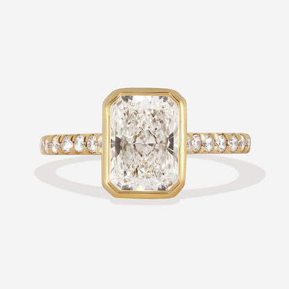 Bezel & Pave-2.0 CT Radiant Lab Grown Diamond Engagement Ring