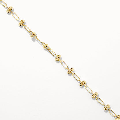 Golden Elegance Paperclip Necklace with Beaded Detailing 2