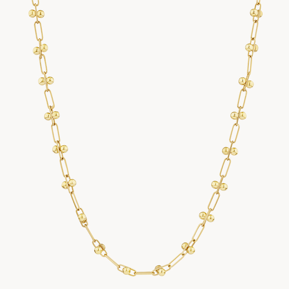 Golden Elegance Paperclip Necklace with Beaded Detailing 1