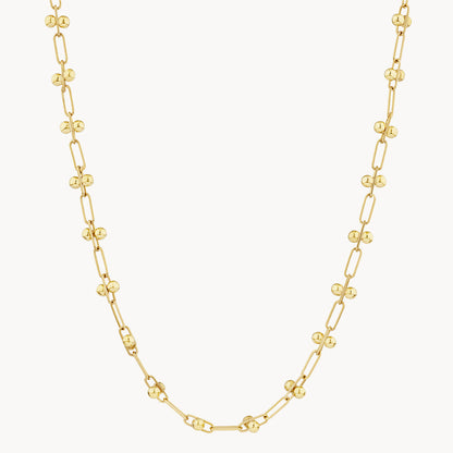 Golden Elegance Paperclip Necklace with Beaded Detailing 1