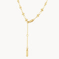 Load image into Gallery viewer, Golden Elegance Paperclip Necklace with Beaded Detailing 3
