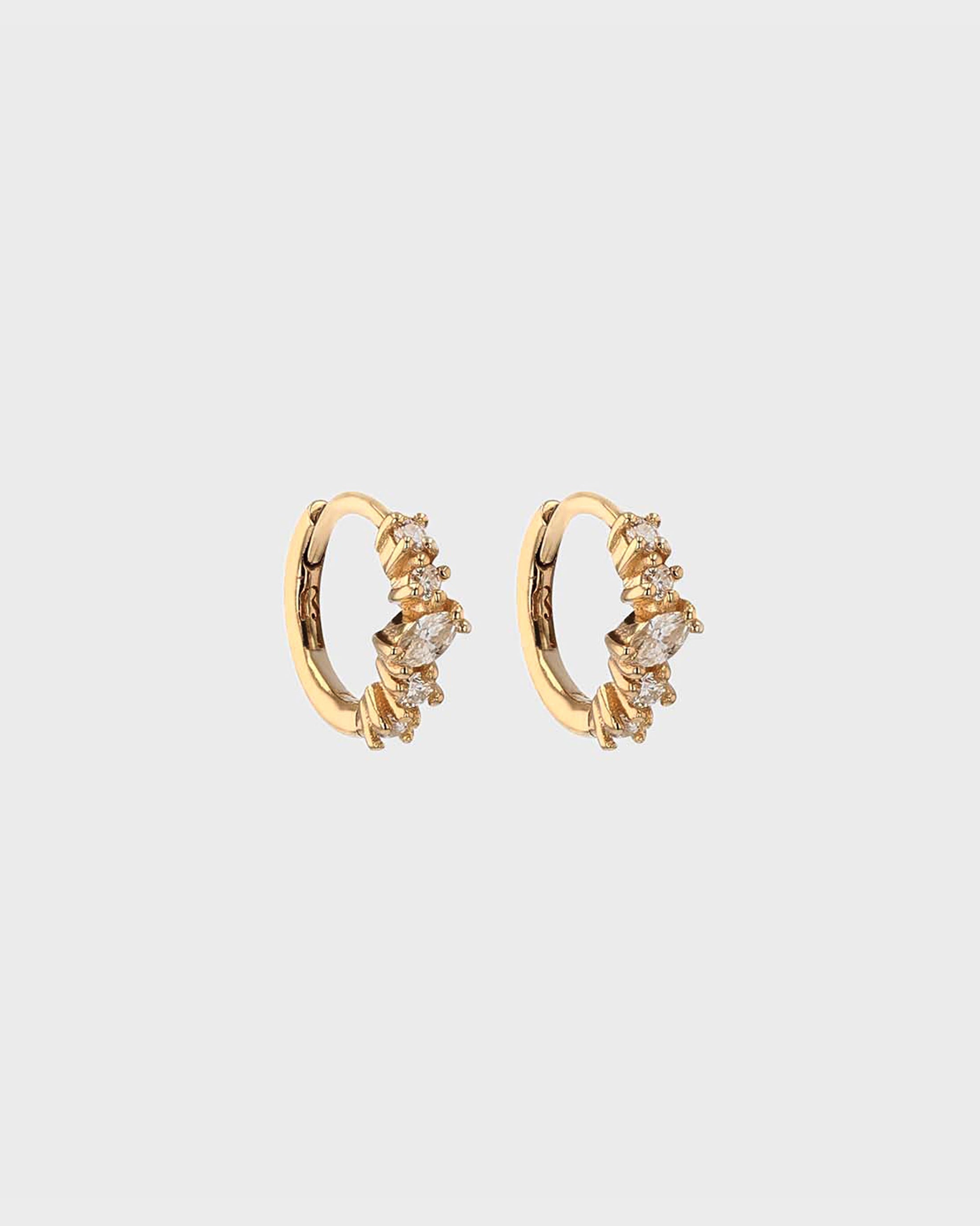 0.20 TCW Round & Marquise Lab Grown Diamond Half Hoop Earrings