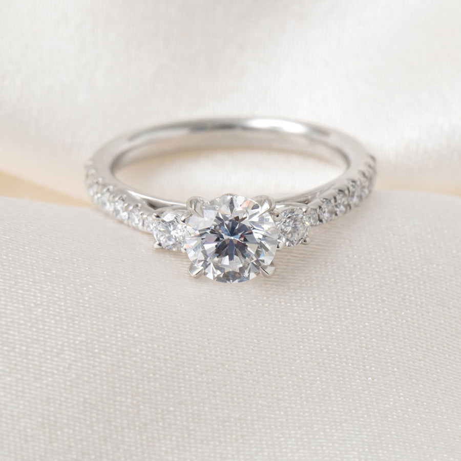 Three Stone-1.0 CT Round Lab Grown Diamond Engagement Ring
