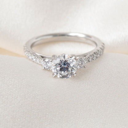 Three Stone-1.0 CT Round Lab Grown Diamond Engagement Ring
