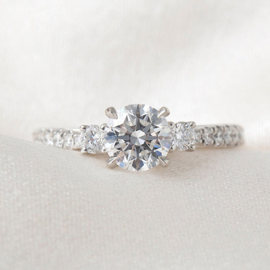 Three Stone-1.0 CT Round Lab Grown Diamond Engagement Ring