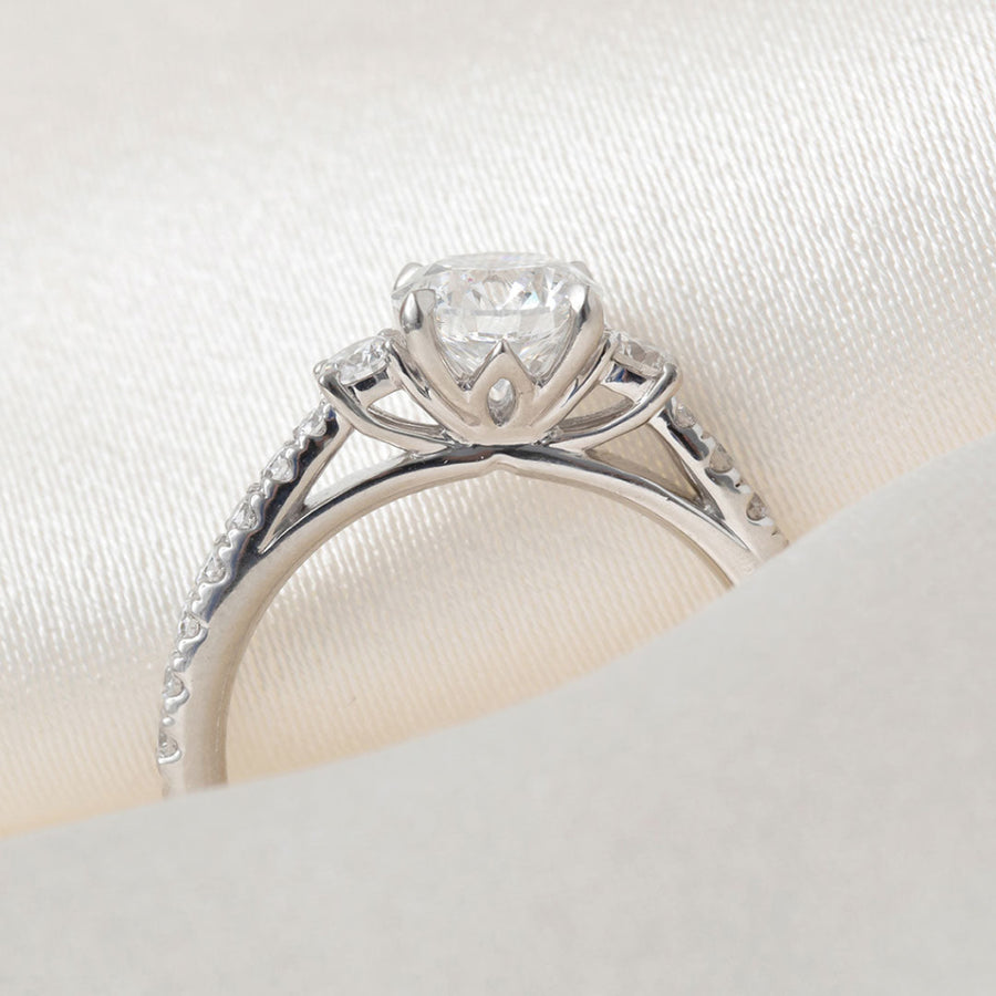 Three Stone-1.0 CT Round Lab Grown Diamond Engagement Ring