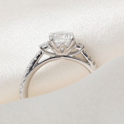 Three Stone-1.0 CT Round Lab Grown Diamond Engagement Ring