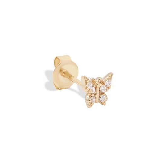 0.05 TCW Lab Grown Diamond Butterfly Single Stud Earring