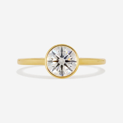 Solitaire & Bezel-1.0 CT Round Lab Grown Diamond Engagement Ring