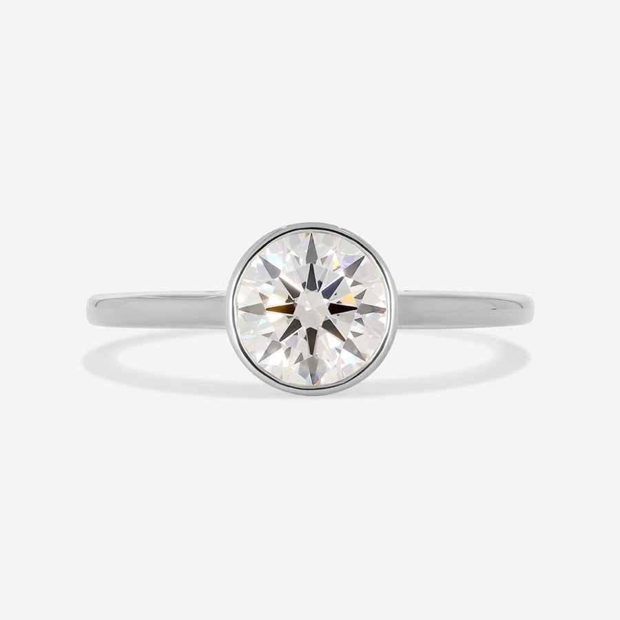 Solitaire Bezel & Cathedral-1.0 CT Round Lab Grown Diamond Engagement Ring