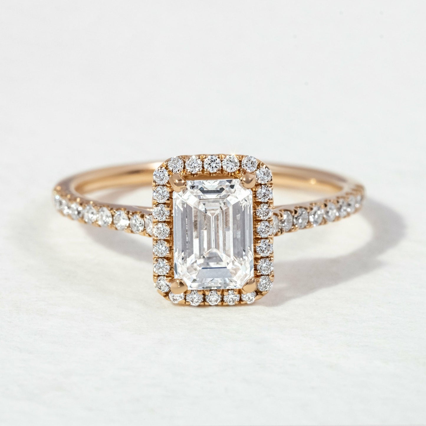 Halo & Pave-Emerald Lab Grown Diamond Engagement Ring