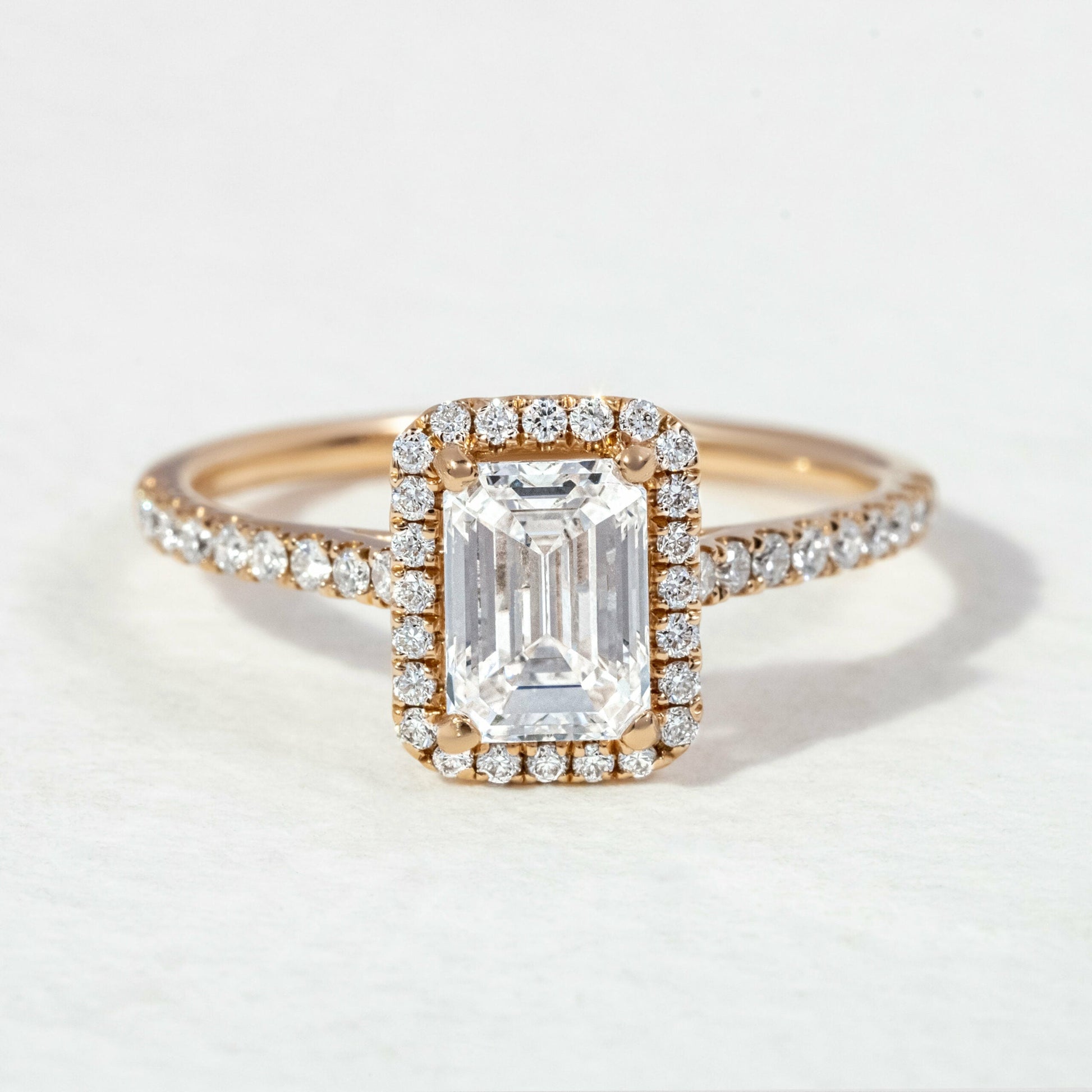 Halo & Pave-Emerald Lab Grown Diamond Engagement Ring
