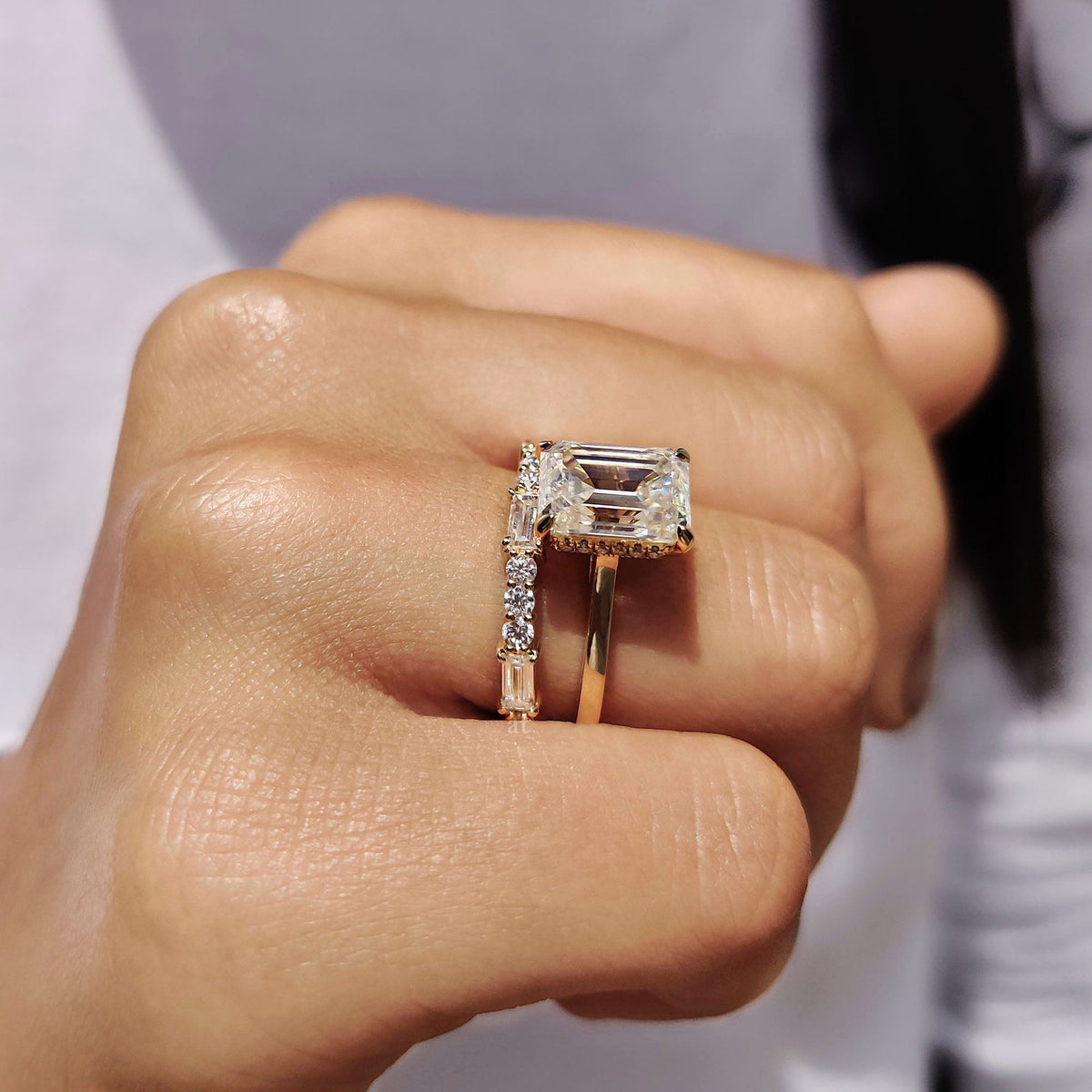 Solitaire Cathedral- 1.8 CT Cushion Lab Grown Diamond Wedding Band