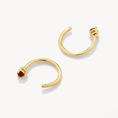 Load image into Gallery viewer, Radiant 0.06 TCW Garnet Gold C-Shaped Hoop Earrings
