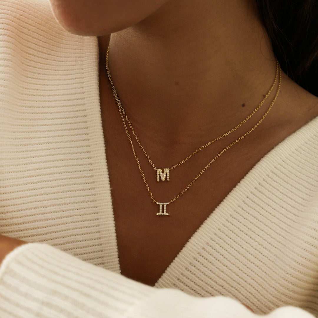 0.30 TCW Round Lab-Grown Diamond Gemini Pendant Necklace