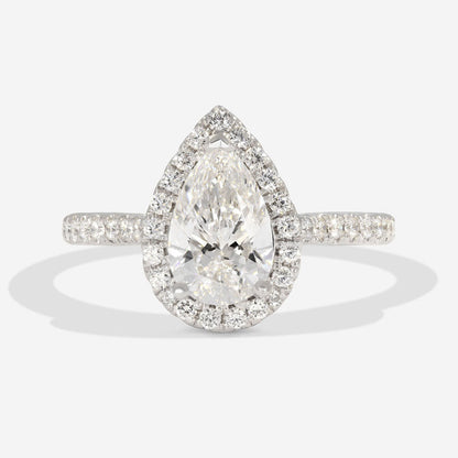 Halo & Pave-1.5 CT Pear Lab Grown Diamond Engagement Ring