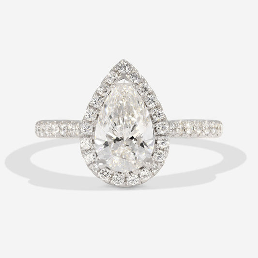 Halo & Pave-1.5 CT Pear Lab Grown Diamond Engagement Ring