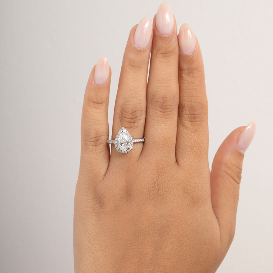 Halo & Pave-1.5 CT Pear Lab Grown Diamond Engagement Ring