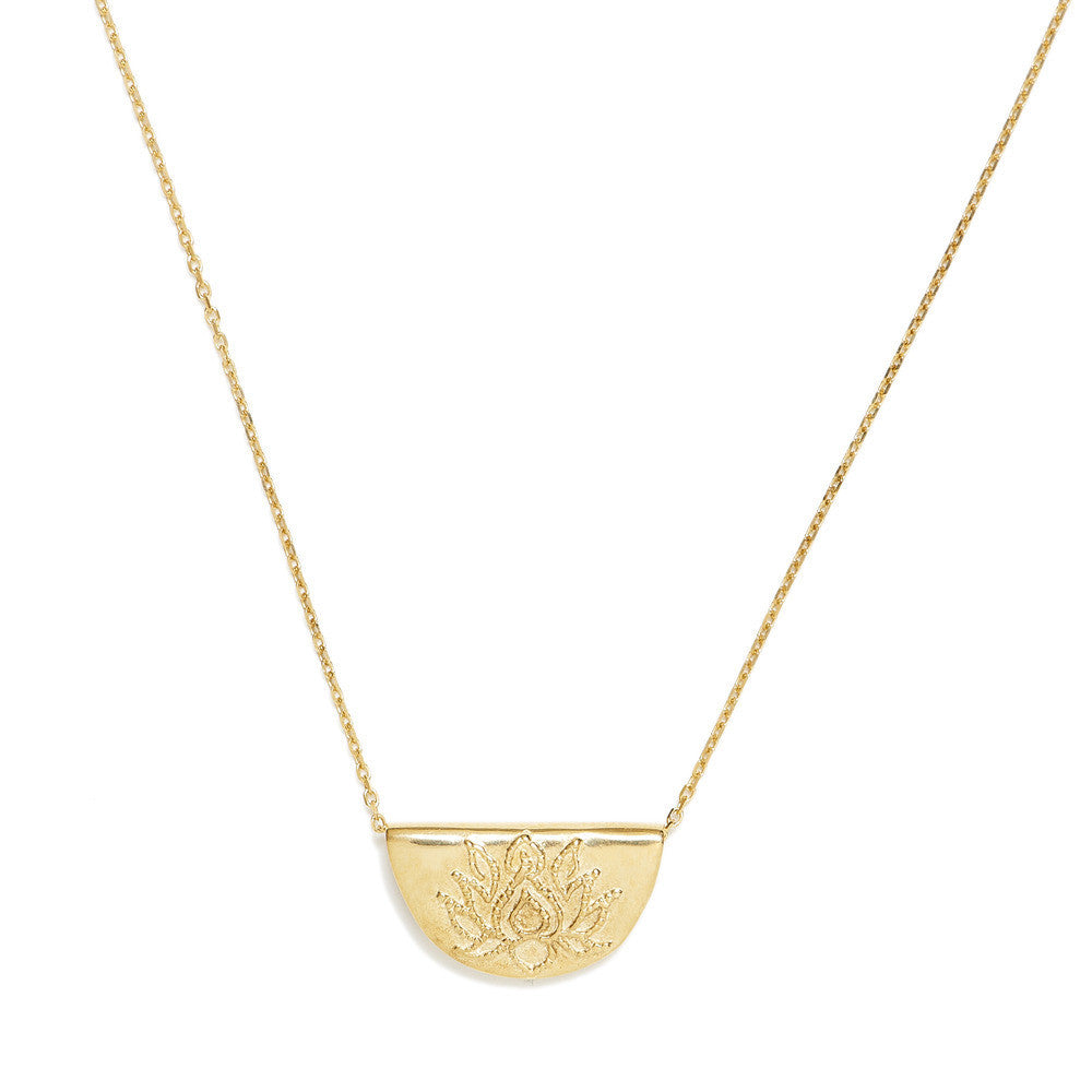 Elegant Lotus Pendant Necklace in Gold Finish