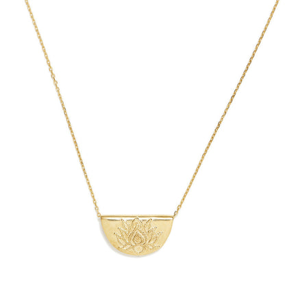 Elegant Lotus Pendant Necklace in Gold Finish 1