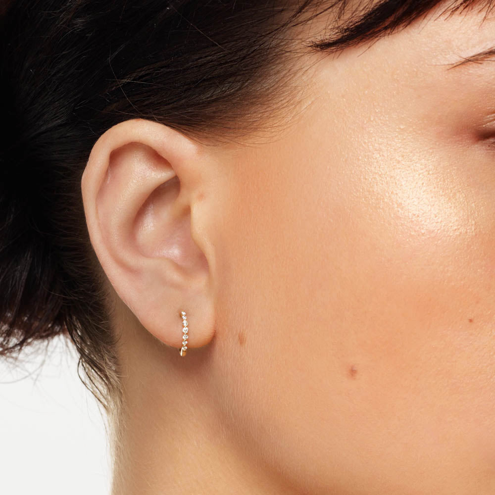 Eternal Shine: 0.11 TCW Round Lab Grown Diamond Hoop Earrings 6
