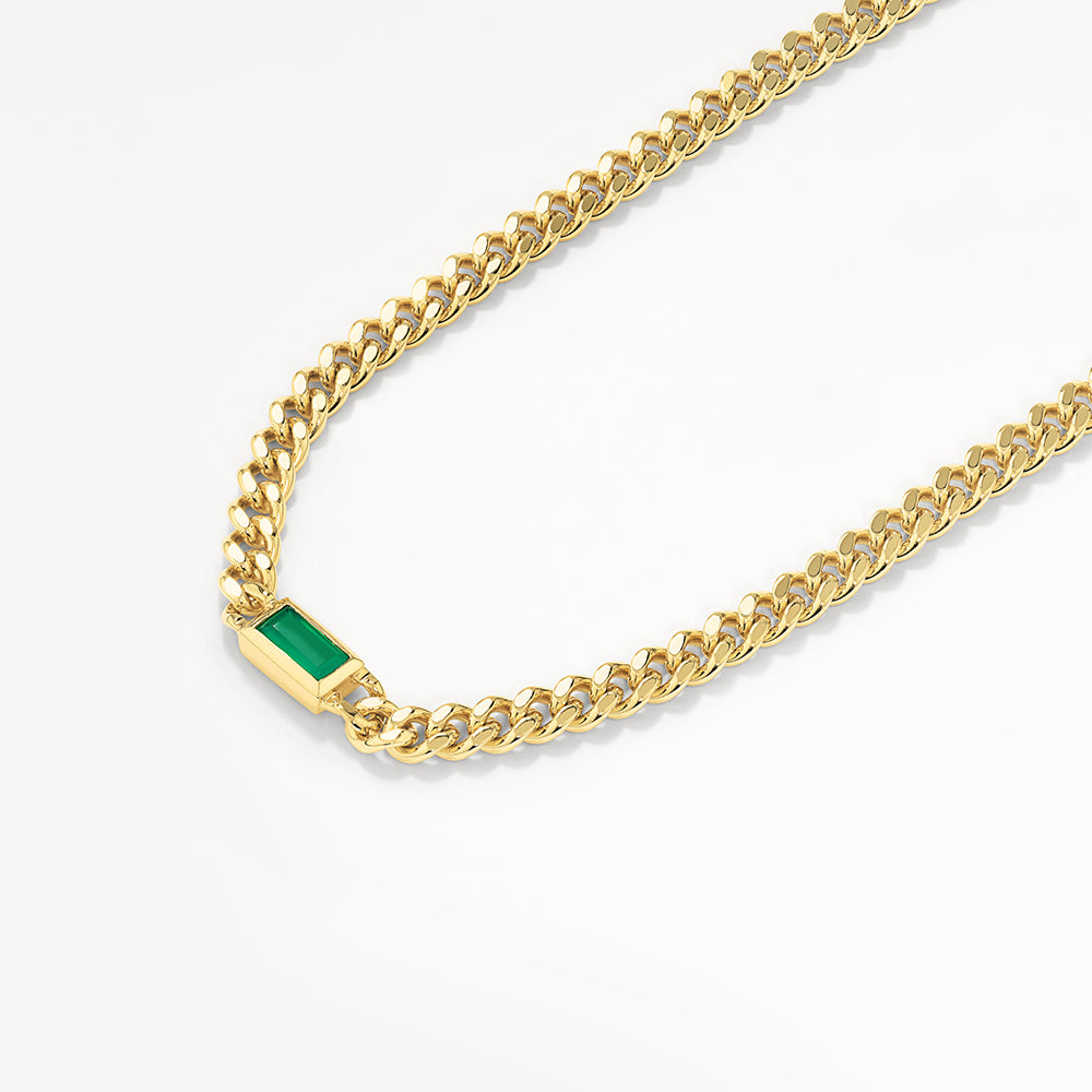 Radiant Cut Emerald 0.40 CT Gold Chain Solitaire Necklace