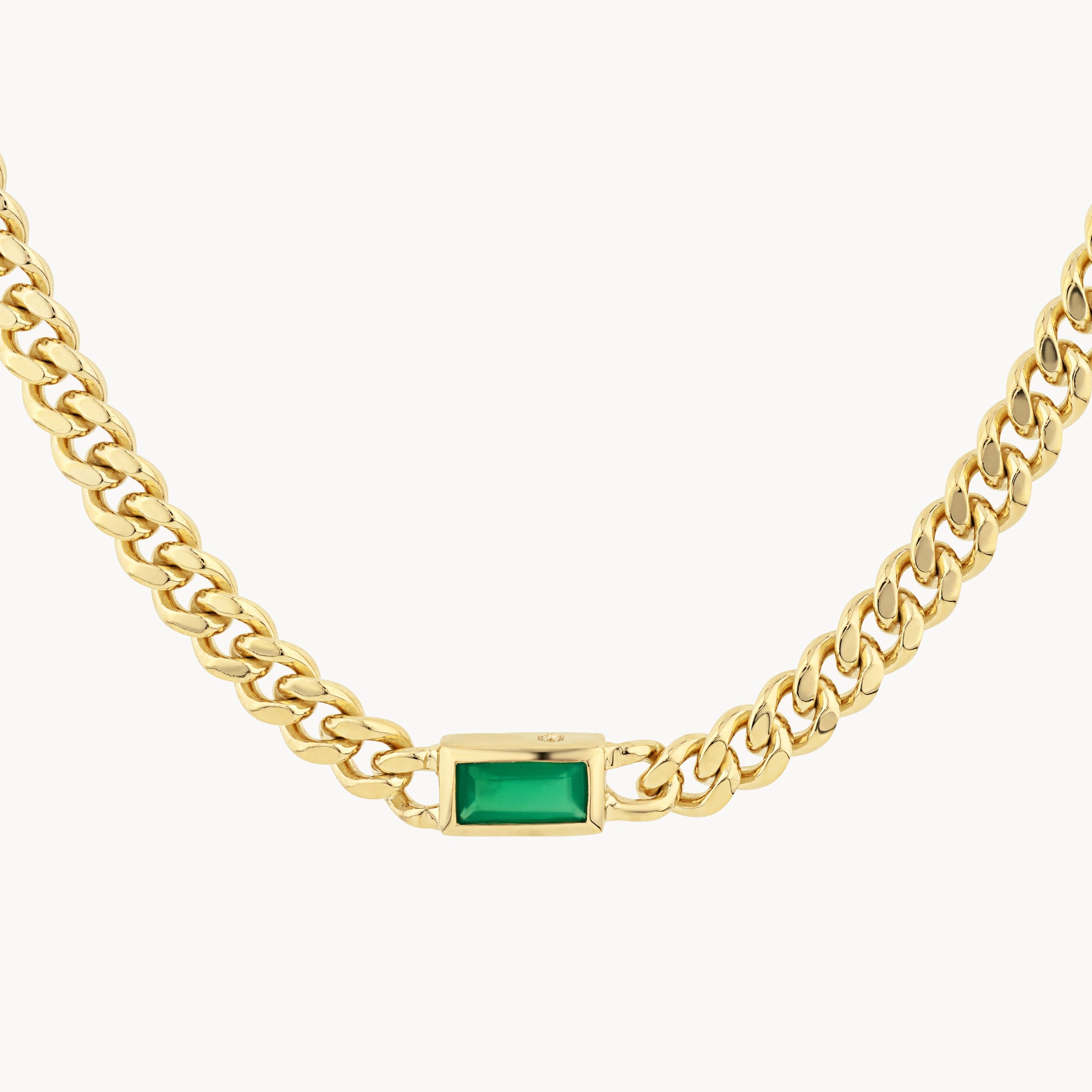 Radiant Cut Emerald 0.40 CT Gold Chain Solitaire Necklace